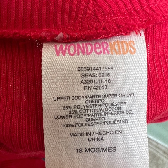 Wonderkids 18M Red, White and Black Penguin Houndstooth Girls Long Sleeve Dress - Picture 5 of 5